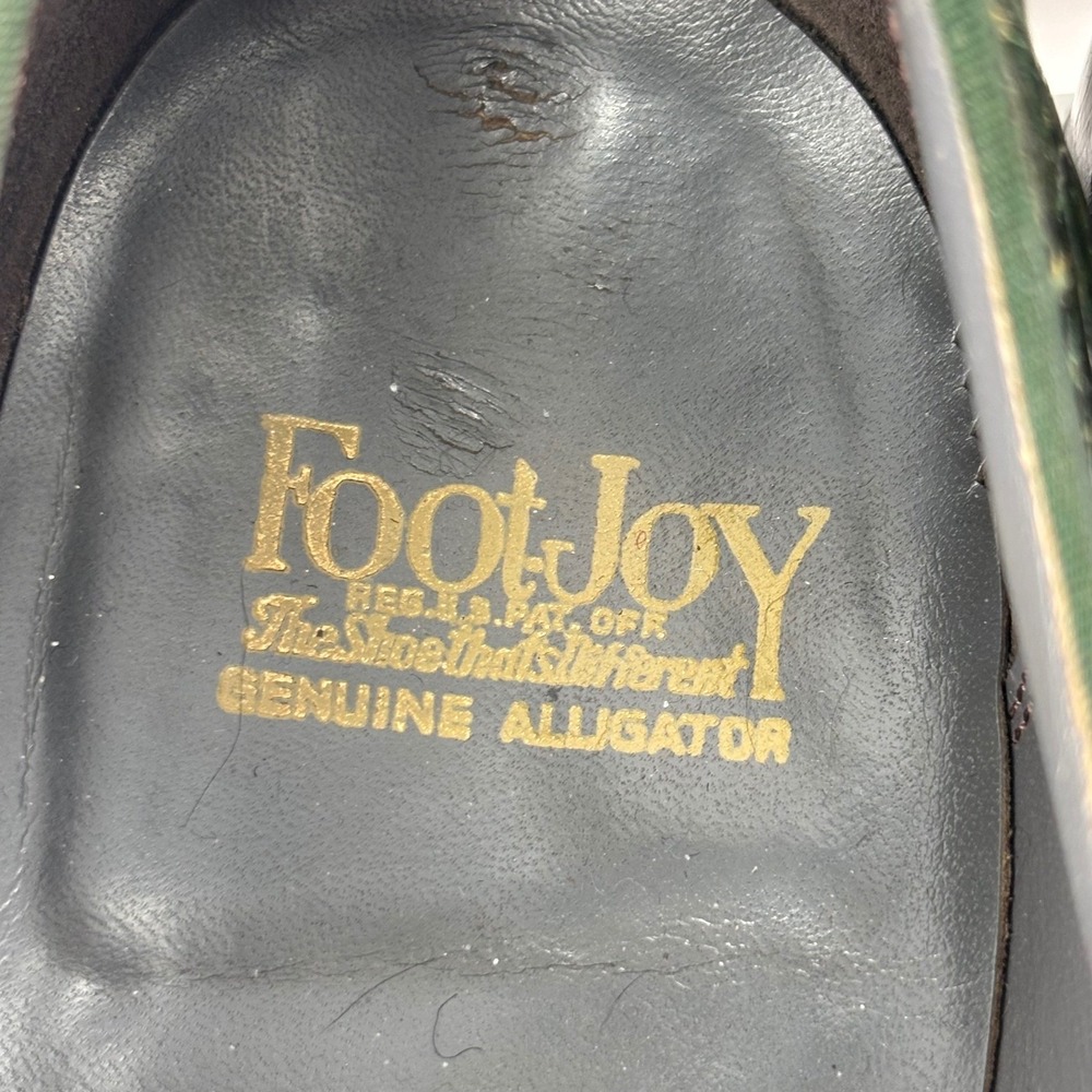 Vintage FootJoy Genuine Alligator Crocodile Loafer Green Exotic Leather Men 10.5 - Picture 16 of 16